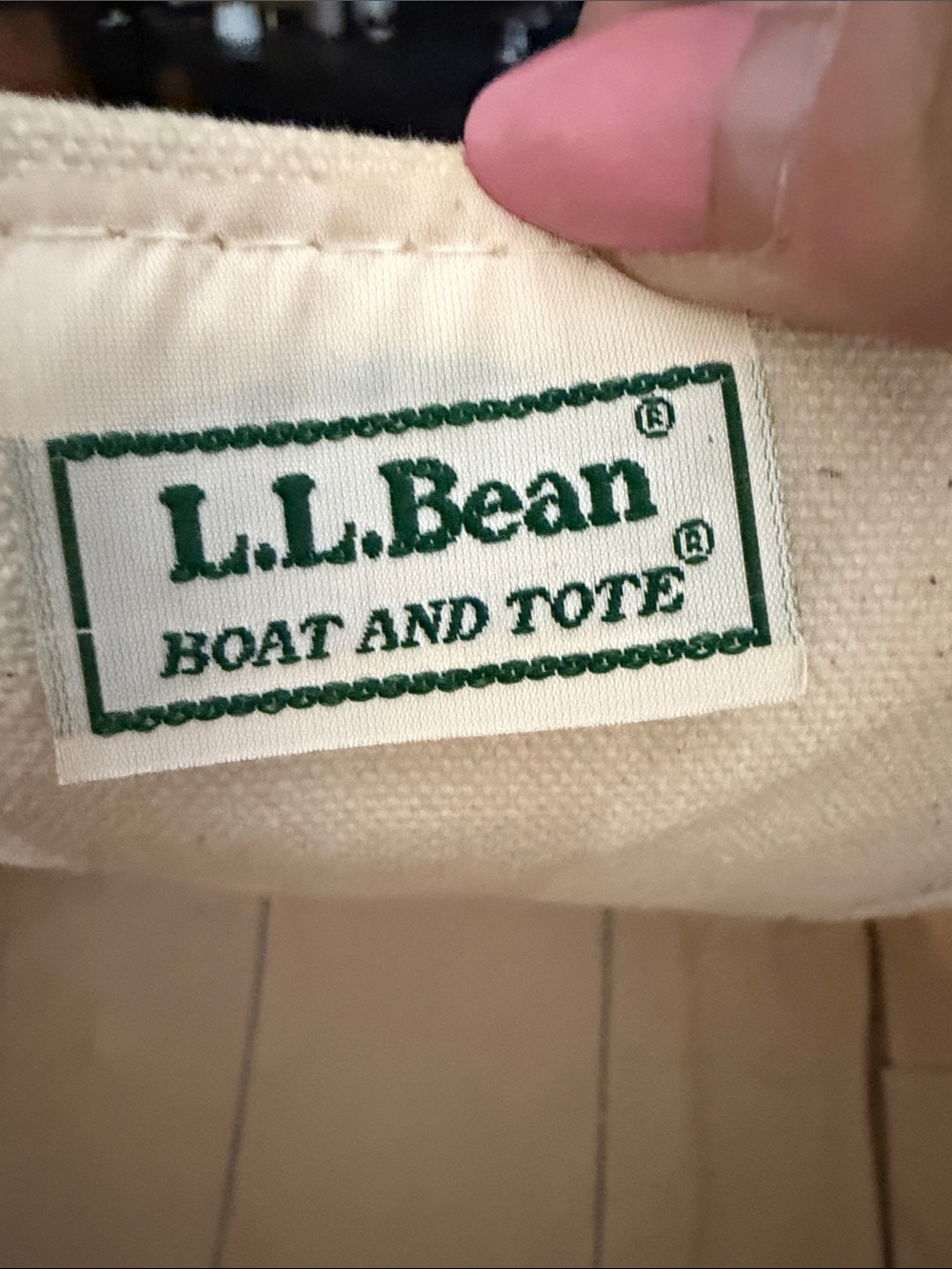 L.L. Bean Vtg Cream Canvas Tote with Navy Handles and Kellogg's Patch sack Em up - Picture 3 of 9